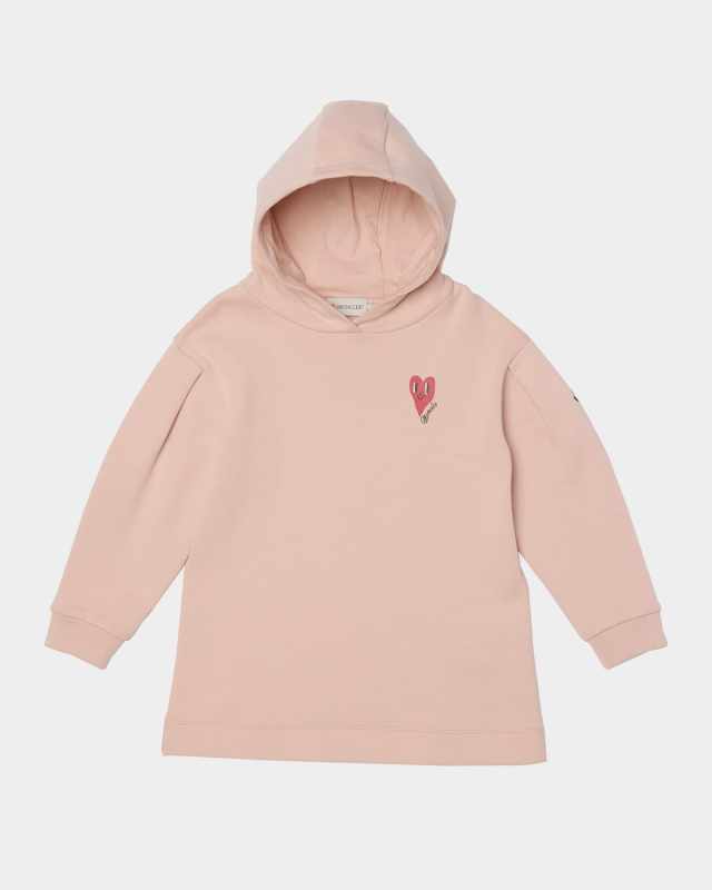 Girl's Heart Logo-Print Hooded Sweatshirt Dress, Size 4-6